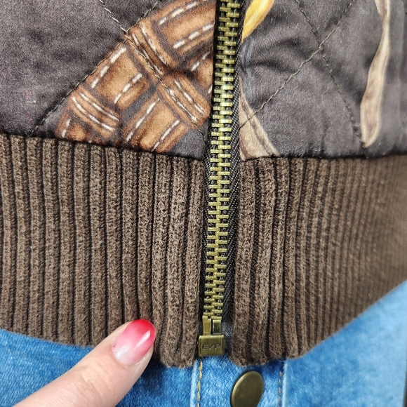 RLL Vintage Ribbed Brown Cardigan Jacket  Equestrian Size M Horse Bridle Print - Picture 14 of 14